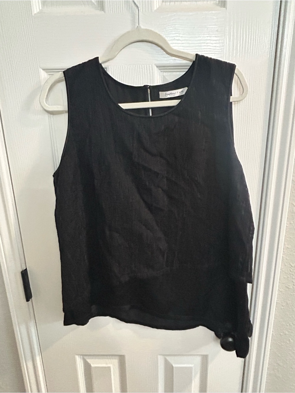 Symphony + note black sleeveless blouse size large layered look tank